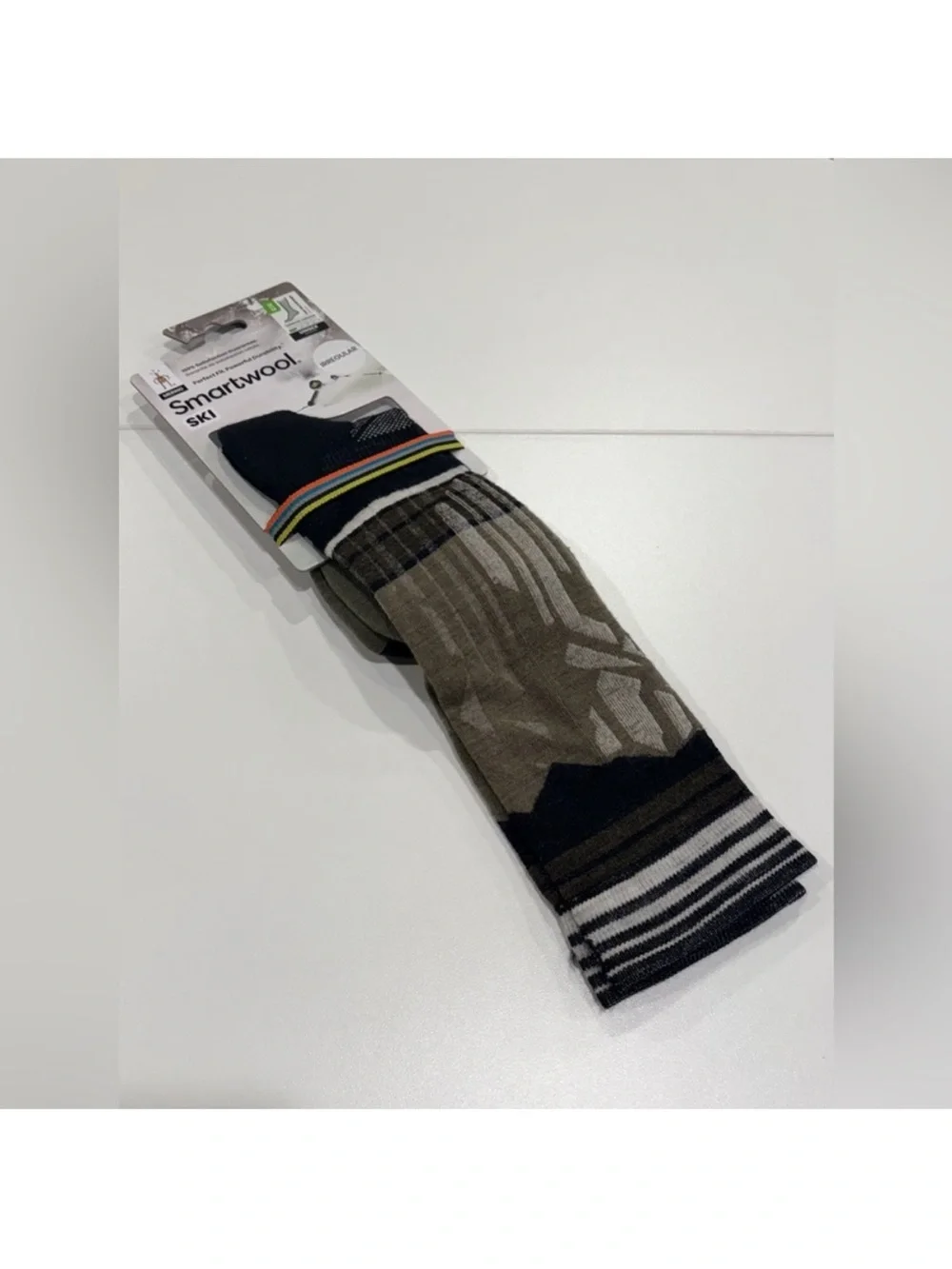 SmartWool Men's Medium Ski Targeted Cushion Summit Shot Socks NWT Green Tan